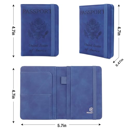 Premium Leather Passport Holder Covers Case (ELA-Dark blue)