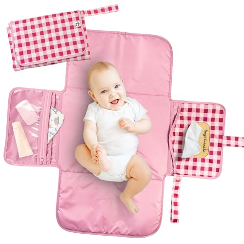 Portable Diaper Changing Pad (Raspberry Gingham)