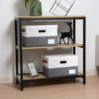 Foldable Storage Bins with Lids [3 (Grey & White / M(3-Pack))