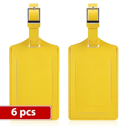 6 Pack Luggage Tags for Suitcases Airplane Travel Essentials (Energetic Yellow)