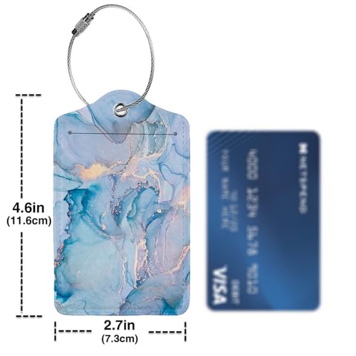 Blue Gold Marble 2 Pack Luggage Tag for Suitcase (Blue Gold Marble)