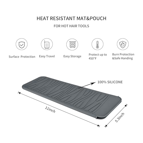 Silicone Heat Resistant Mat for Hair Iron (1 Pack / Grey)