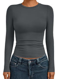Womens Long Sleeve Shirts Basic Compression Tops Gray S (Small / Gray)