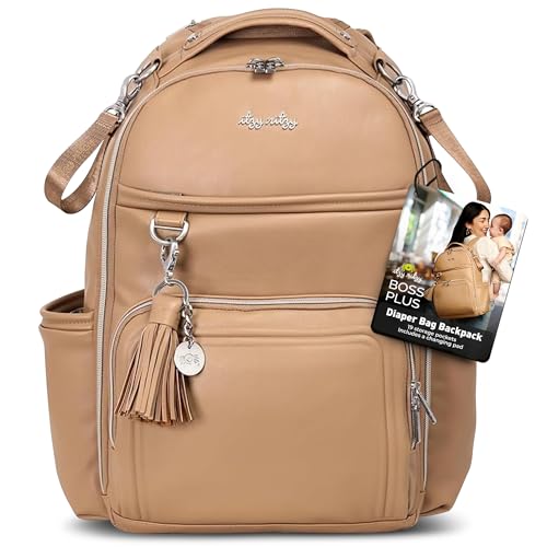 Boss Plus Large Diaper Bag Backpack with 19 Pockets (Chai)