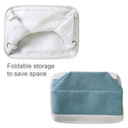 Fabric Storage Bin with Handles (White And Green / Medium -13.8Lx9.8Wx6.7H)