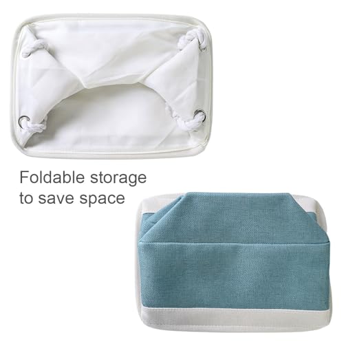 Fabric Storage Bin with Handles (White And Green / Medium -13.8Lx9.8Wx6.7H)