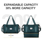 Travel Duffle Bag Carry On Weekender 18x14x8 Gym Work Bags for Women Men (A15-Peacockblue-expandable / Large)