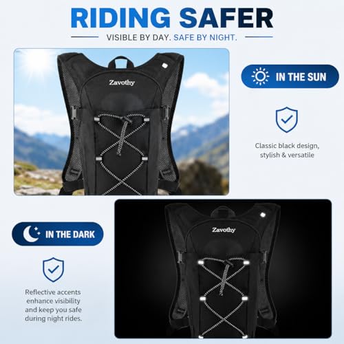 Lightweight Hydration Backpack with 2L Water Bladder Water Backpack Hydration Pack for Cycling Running Biking Hiking Backpack Black (Black)