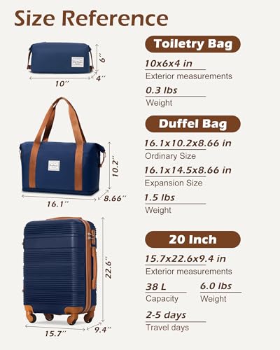 Luggage Sets with Spinner Wheels (3 piece set(DB) / NAVY)