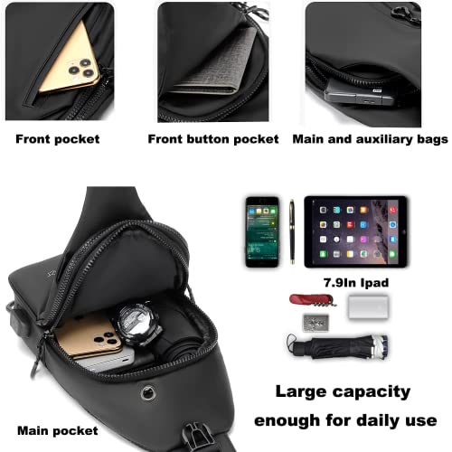 Waterproof Sling Bags Mens Anti (Grey)