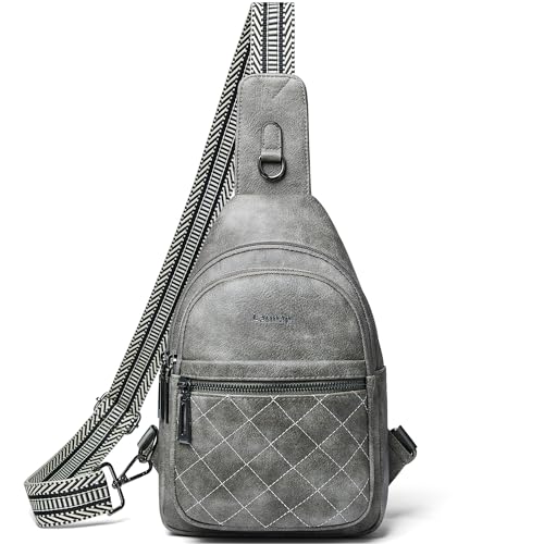 Sling Bag For Women Fanny Pack Crossbody Travel Shoulder Belt Bags Tote Backpack Purse Faux Leather Dark Grey (Dark Grey)