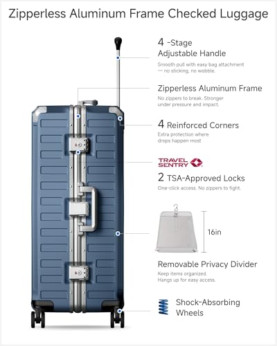 28 Inch Zipperless Checked Luggage (Ocean Blue / 28 Inch)