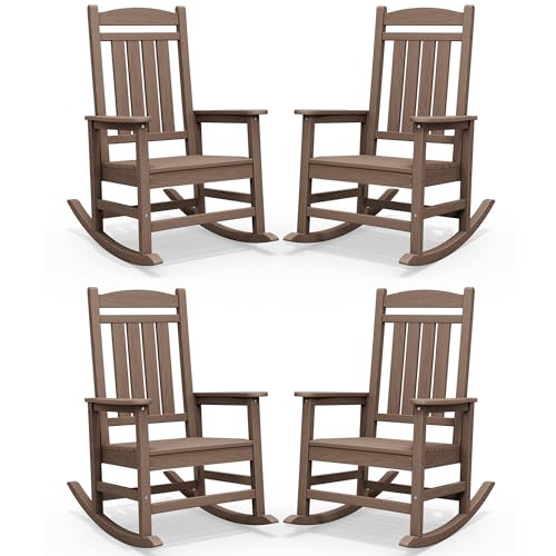 Outdoor Rocking Chair Set of 4 (Brown / 4 Packs)