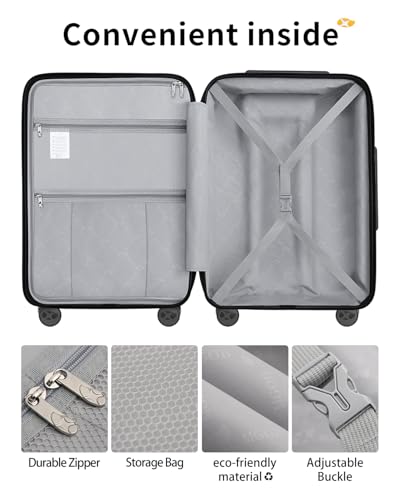 20 Inch Expandable Carry On Luggage 22x14x9 Airline Approved Suitcase (0-Black / Carry-On 20-Inch)