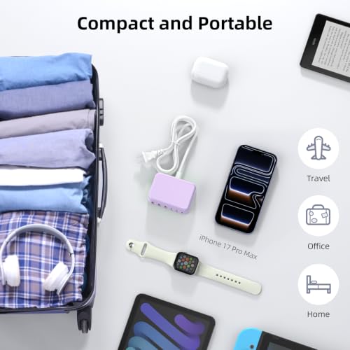 100W 6 in 1 USB Charger (Light Purple)
