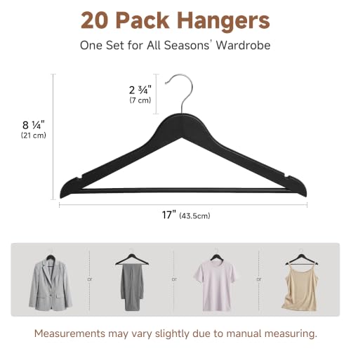 Wooden Coat Hangers (0.5"T (20 pack) / Matte Black)