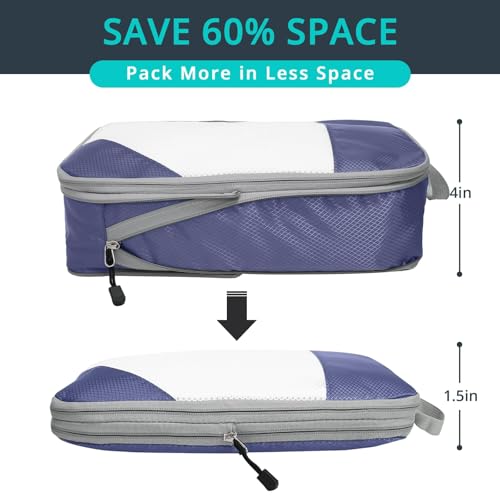 9 Set Compression Packing Cubes for Travel (Bluish Purple / 9 pcs)
