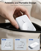 3-in-1 for Magsafe Charging Station, Foldable Travel Charger Stand for Apple, Wireless Magnetic Charging Dock for Multiple Devices iPhone 17 16 15 14 13 12 Series/Apple Watch/Airpods (White)
