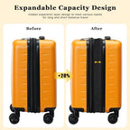 Expandable 16 Inch Carry On Luggage Airline Approved Small Suitcase (Orange / 16 Inch EXT)