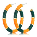 Game Day Earrings Football Baseball Earrings for Women Sports Team Heishi Hoop Earring Football Accessories Outfits Cheer Mom Essentials Fall Sports Must Haves Cheer Gifts (Green Yellow)