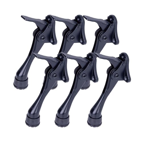 6 Stoppers Kickdown Door Stop for Bottom of Door (Black / 4 INCH X 6 PACK)