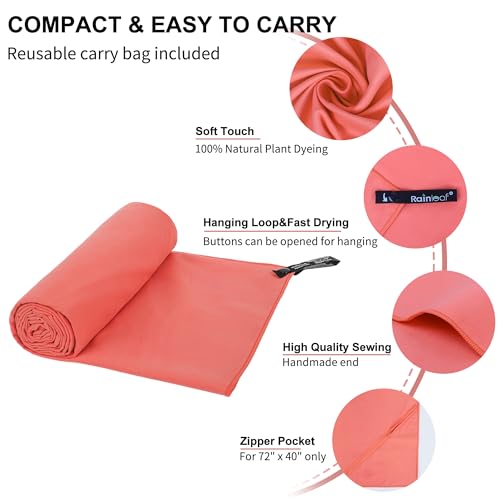 Microfiber Towel Quick Dry Camping & Travel & Gym Towel. Compact (Brick Red / 40.00" x 20.00")