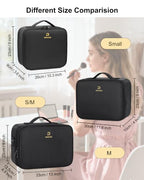Makeup Bag Travel Makeup Train Case Large Capacity Cosmetic Case Professional Portable Makeup Brush Holder Organizer and Storage Box with Adjustable Dividers Black (Small / Black)