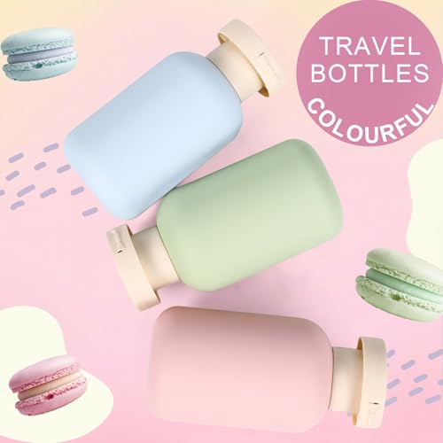 Plastic Leak Proof Travel Bottles for Toiletries (Blue+Pink+Green / 8.8 oz)