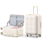 24 Inch Expandable Checked Luggage Hard Shell Suitcase (24 inch / Cream)