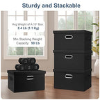 Medium 15" 21 Quart Collapsible Stackable Storage Bins with Lids (Black / Medium -1 Pack)