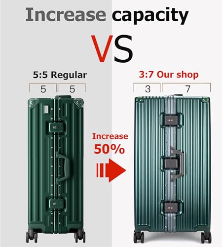 Super Large Aluminum Frame Checked Zipperless Luggage (A4-Forest green / 30in)