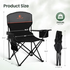 2 Pack Portable Camping Chairs for Adults Lawn Chairs Support 250 lbs Black (Black)