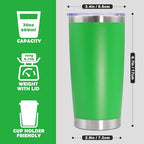 20oz Tumbler Stainless Steel Tumbler Coffee Tumbler with Lid Green (Green)
