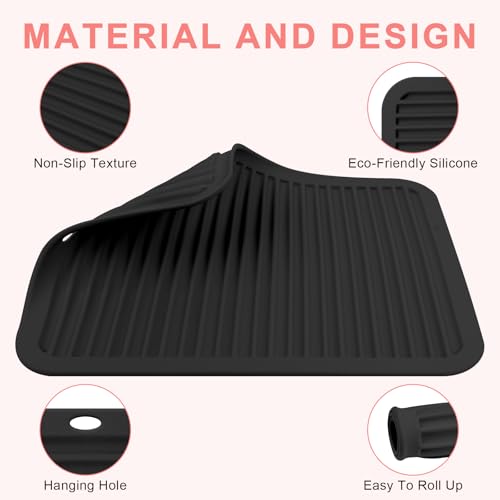 Silicone Heat Resistant Mat for Hair Tools (Black / Oversize)