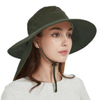 Fishing Hat Breathable Wide Brim Sun Hats with Neck Flap Bucket Hat Outdoor Safari Hat for Men Women UPF 50+ Sun Protection ArmyGreen (Armygreen)