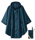 Unisex Rain Poncho Hooded Waterproof Raincoat for Adults Women (Deep Blue)