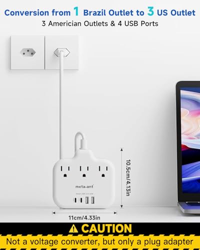 Brazil Power Adapter with 5FT Extension Cord (Type N-Brazil)
