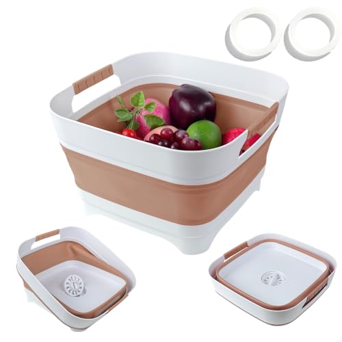 2.6 Gal Collapsible Baby Bottle Wash Basin with Drain Plug (Gray-gray)