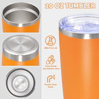 20oz Tumbler Stainless Steel Tumbler Coffee Tumbler with Lid Orange (Orange)