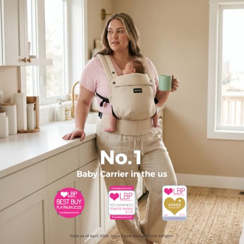 PureHug Baby Carrier (Cotton-Khaki / Extended Fit (45"-69" Waist))