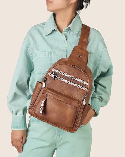 Large Sling Bag for Women (1 Brown Retro Style)