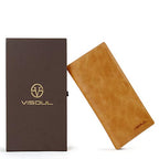 Leather Checkbook Cover Wallet for Men with RFID Blocking (Tan)