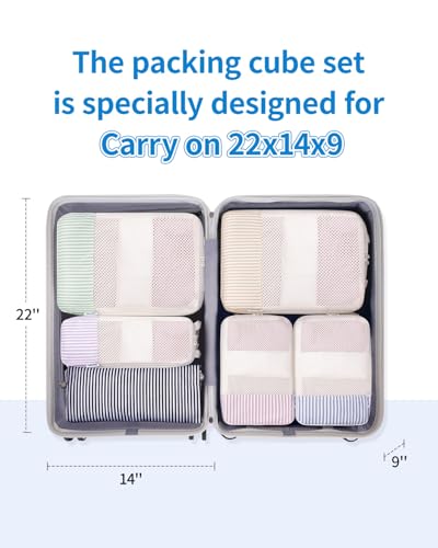 Compression Packing Cubes for Women Kids (BA-Stripe Combined / 6 Set)