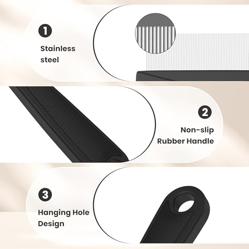 0.5mm Fine Tooth Stainless Steel Dandruff Comb for Adults Kids (1PC Black)