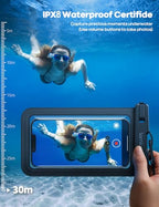 Waterproof Phone Pouch (Black & Bright Red 7")