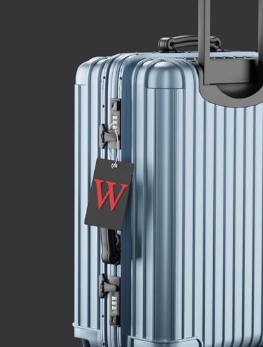 2 Pack Initial Luggage Tags for Suitcases Airplane Travel Essentials (Large S / Black)