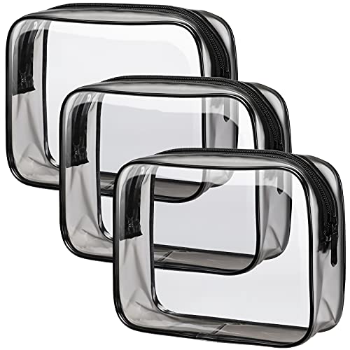 Clear Makeup Bag for Travel (Y- Black / Medium Set)