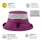 UVCoolix UPF 50+ Wide Brim Ponytail Sun Hat (Large-X-Large / Purple)
