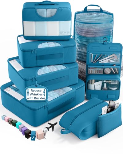 8 Set Packing Cubes for Travel Essentials (15 Ocean Blue)