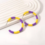 Game Day Earrings Football Baseball Earrings for Women Sports Team Heishi Hoop Earring Football Accessories Outfits Cheer Mom Essentials Fall Sports Must Haves Cheer Gifts (Purple Yellow)